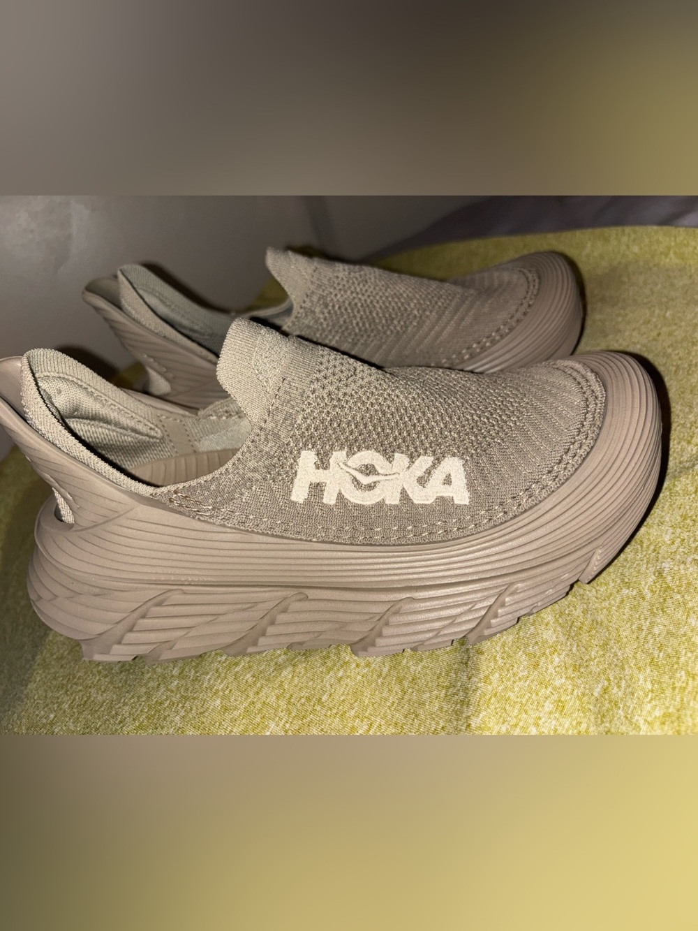 Hoka Women's Slip-On Knit Sneaker — Light Taupe